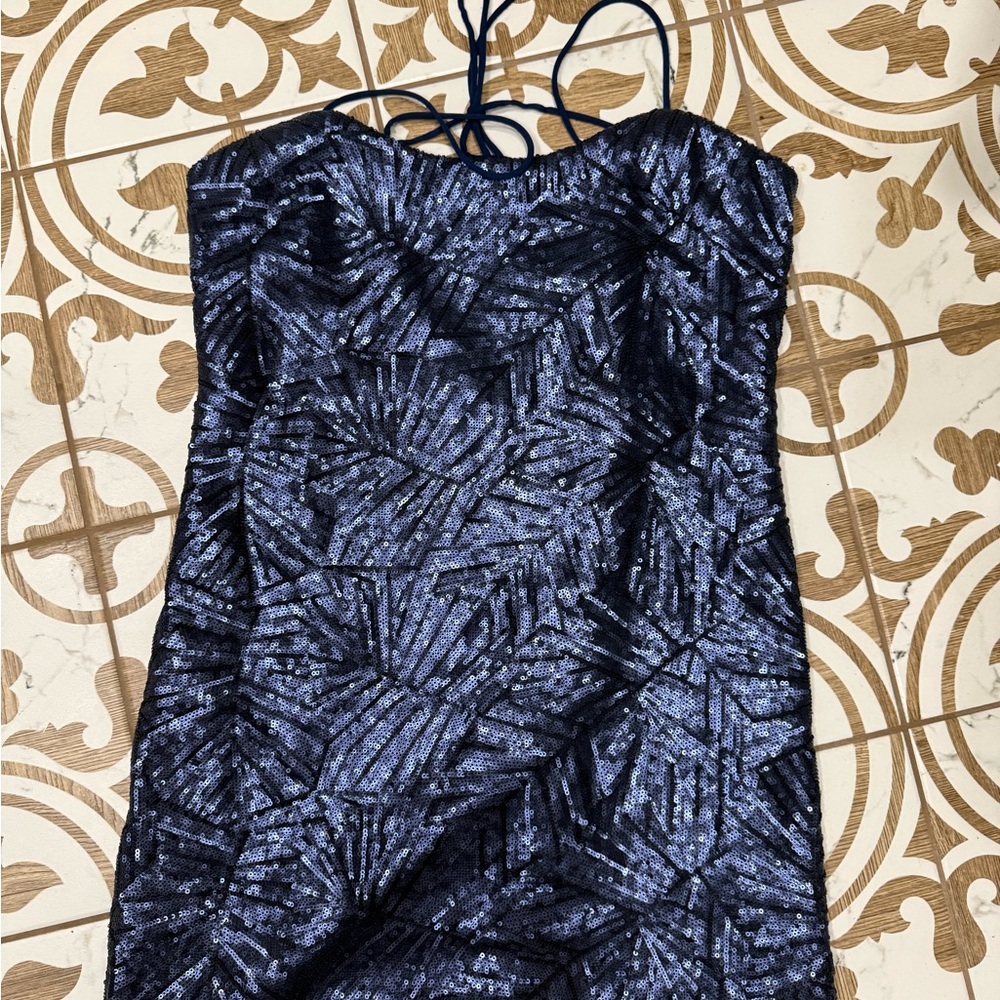 Dress the Population Navy Sequin Mini Dress